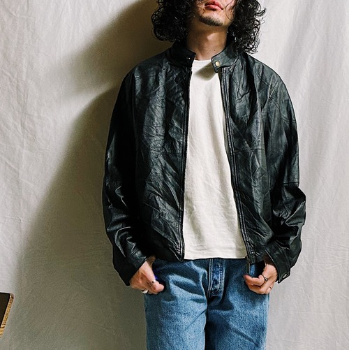 レザージャケット　革ジャン　古着　表記サイズ：M