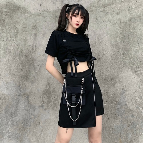 ✞✝✞ ブラックスカート チェーン Aライン ✞✝✞ ゴスロリ SM ミリ 甘ロリ クラロリ 和ロリ エレガント 黒ロリ 姫ロリ 華ロリ AA-AA38628346925