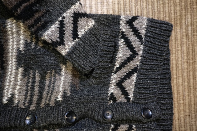 ネイティブ柄 手編みカウチン カーディガン