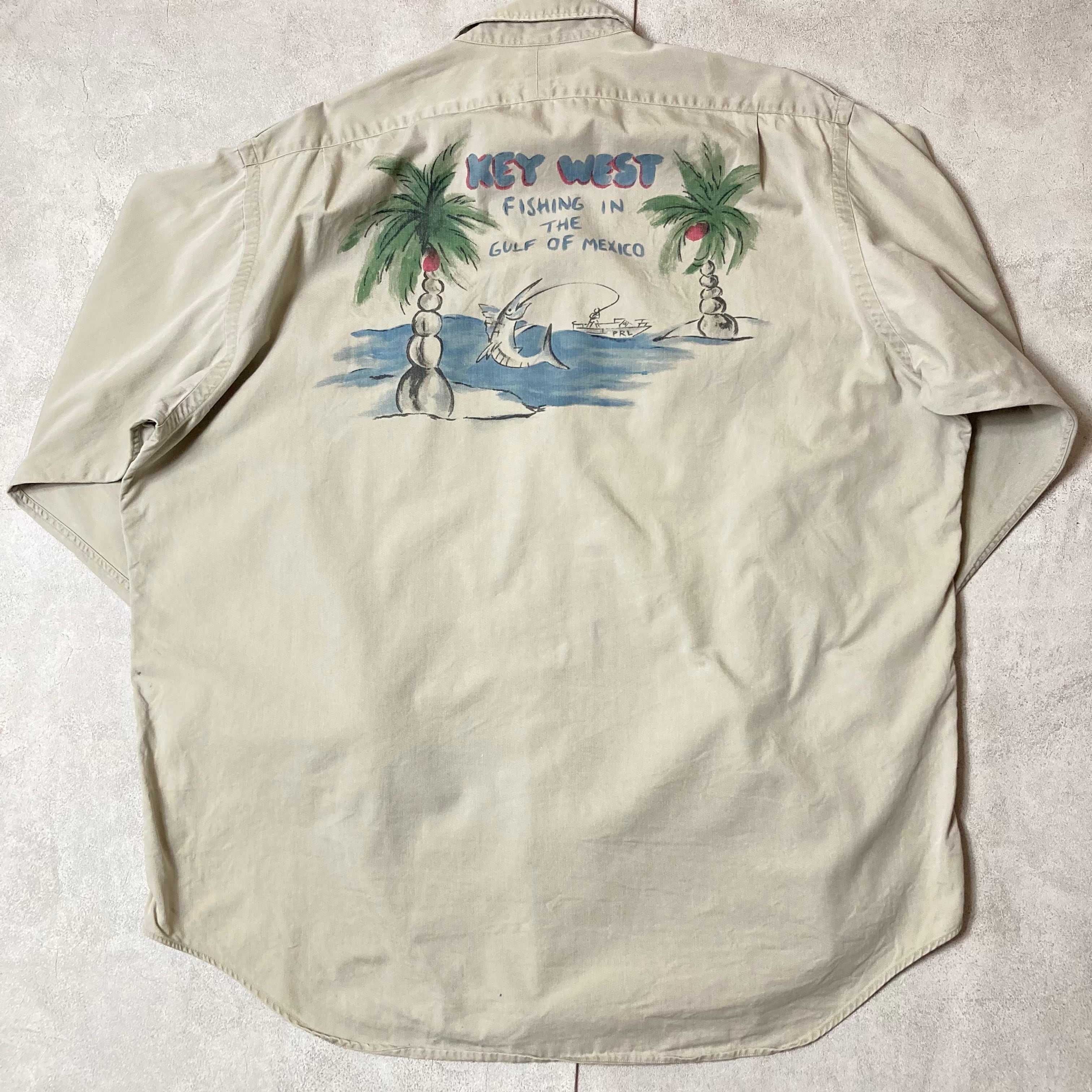 ラルフローレン key west シャツ　カジキ 90s ポロラルフローレン カジキ キーウェスト バックリント 長袖シャツ