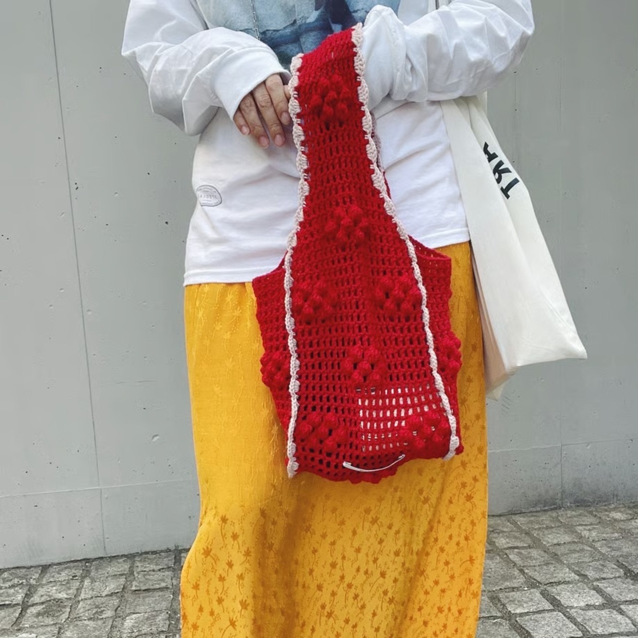 [Pattern] ポルカドットフラワーのワンハンドルバッグ