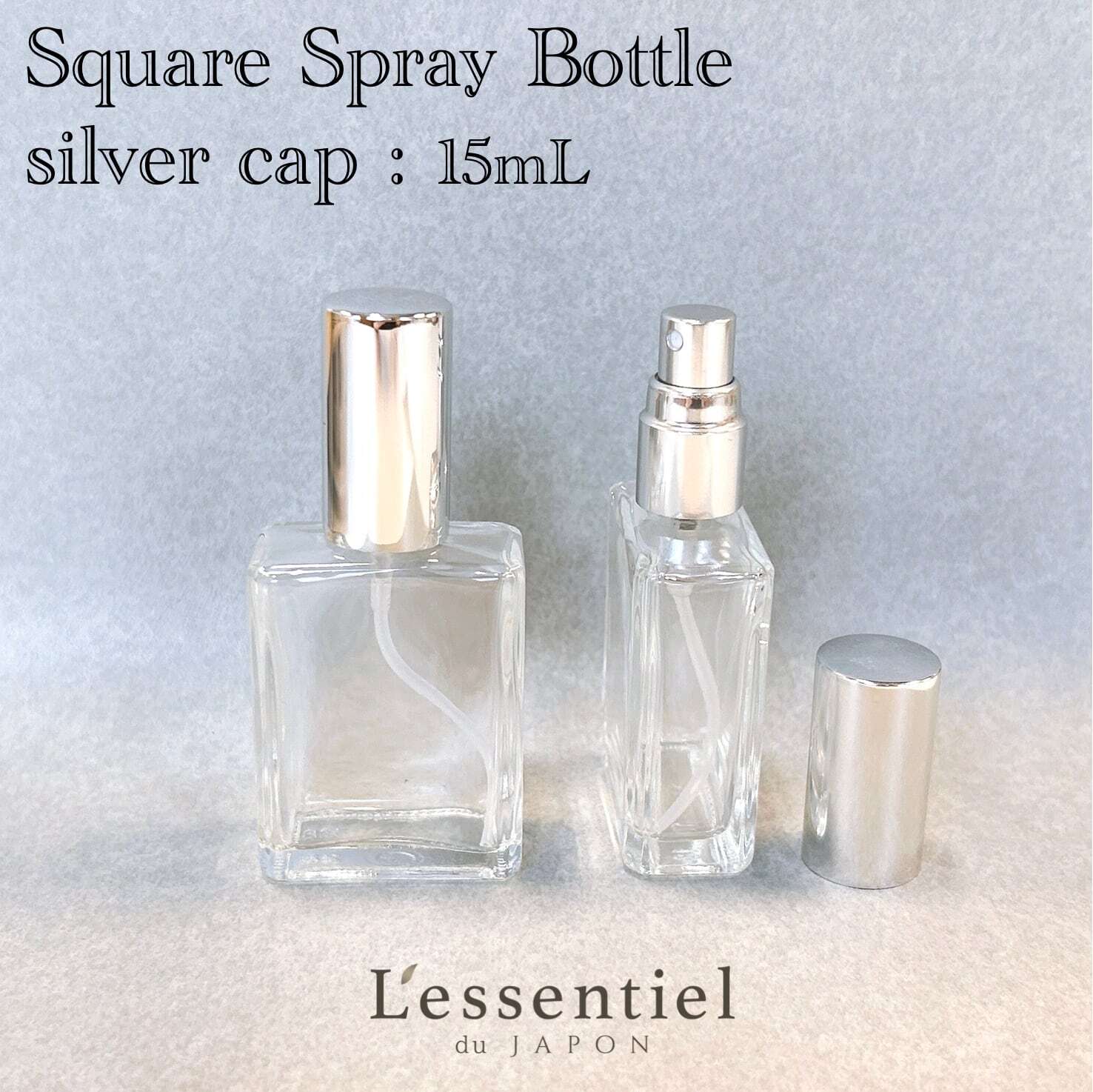 シルバー キャップ スクエア ミニ スプレーボトル】 1本 15ml クリア