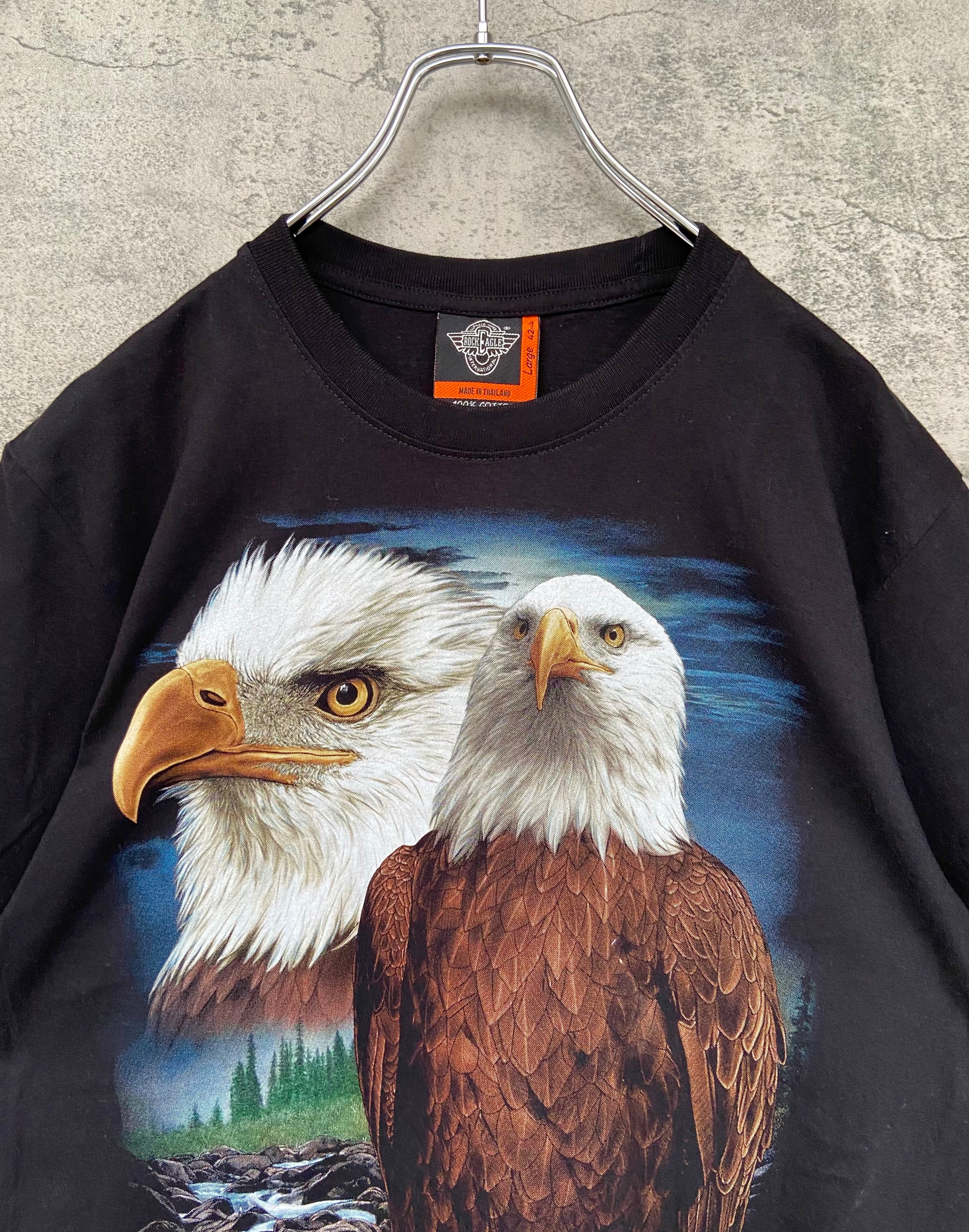 アニマルTシャツ 鷹 イーグル 両面ロゴ　コットン100%