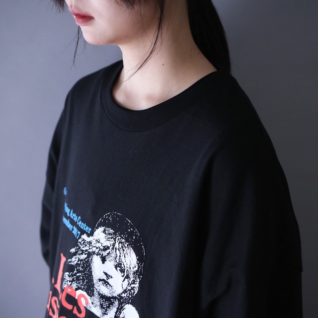 "Les Miserables" front and back printed over silhouette h/s tee
