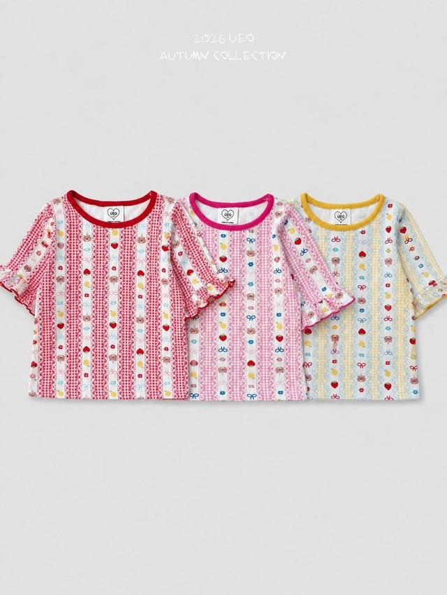 送料無料【予約】UEO/Bear Frill T-shirt/Jr