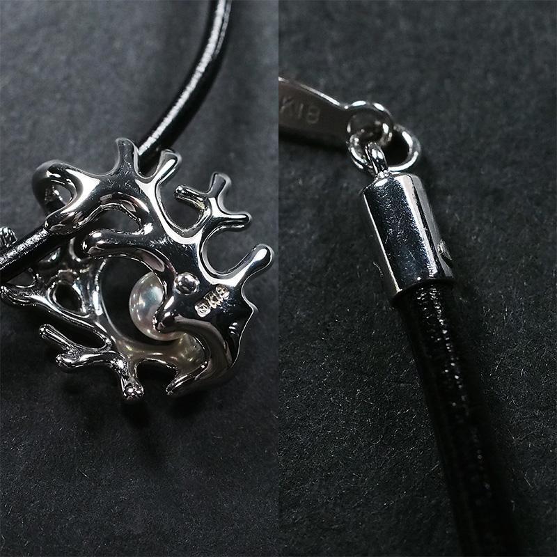 ミキモト MIKIMOTO K18WG サンゴモチーフ 1Pパール付 ネックレス