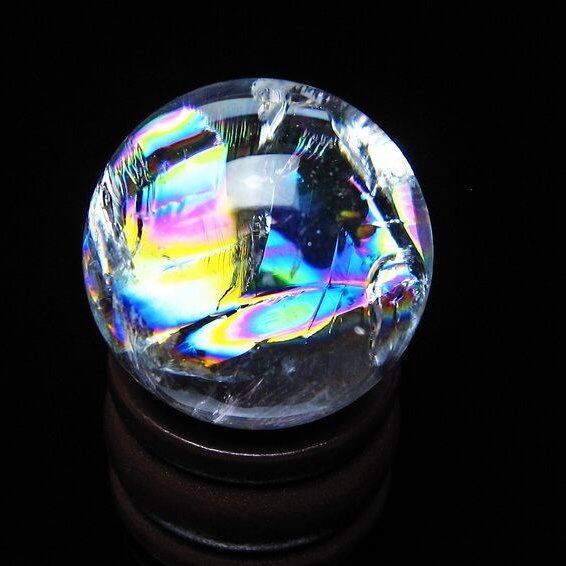アイリスクォーツ 水晶玉 虹入り 25mm 水晶 丸玉 スフィア 置物 原石 一点物 141-8645