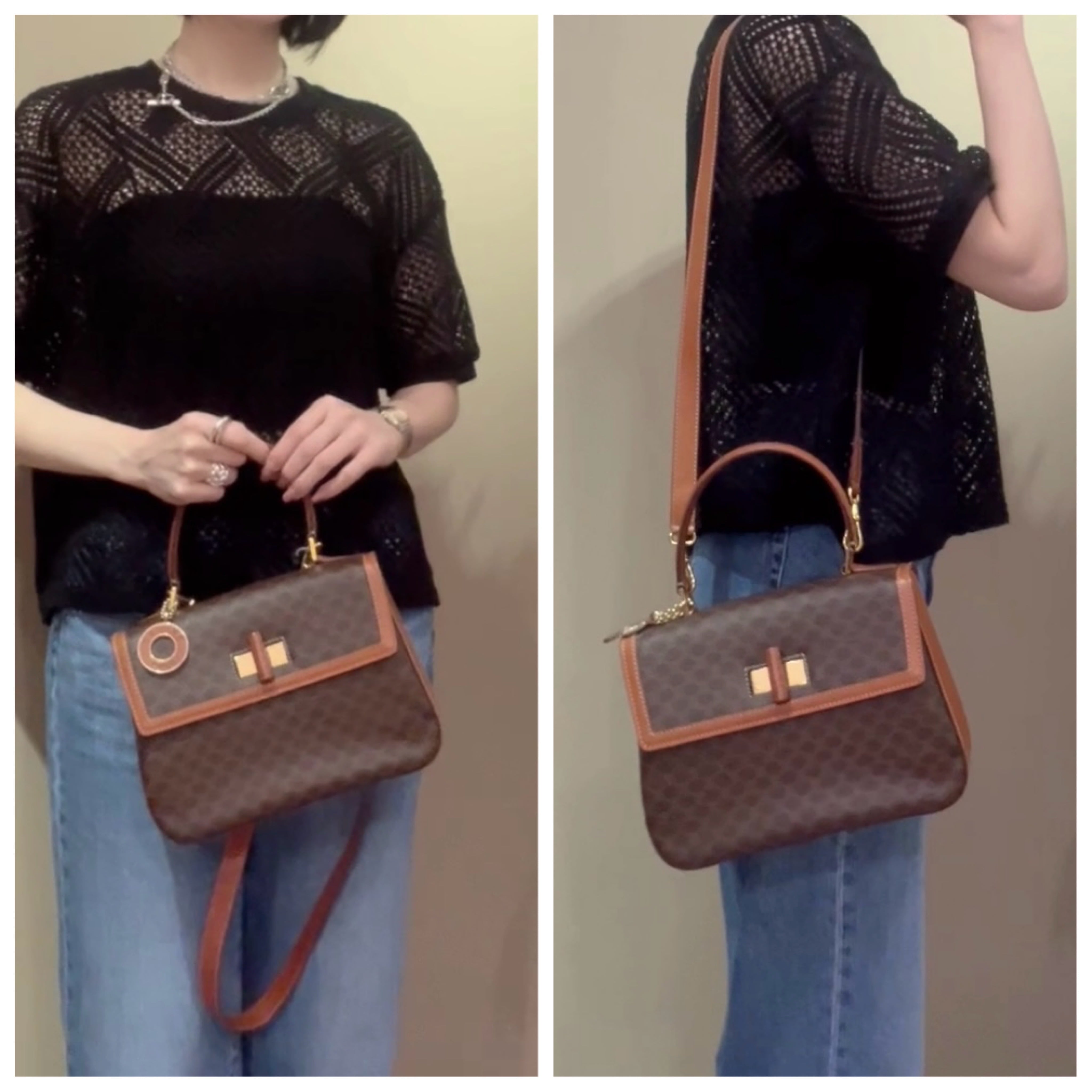 チャーム付き【CELINE】2608 セリーヌ ヴィンテージ マカダム 2WAY