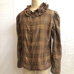 70s Metallic Plaid Blouse