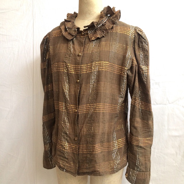 70s Metallic Plaid Blouse