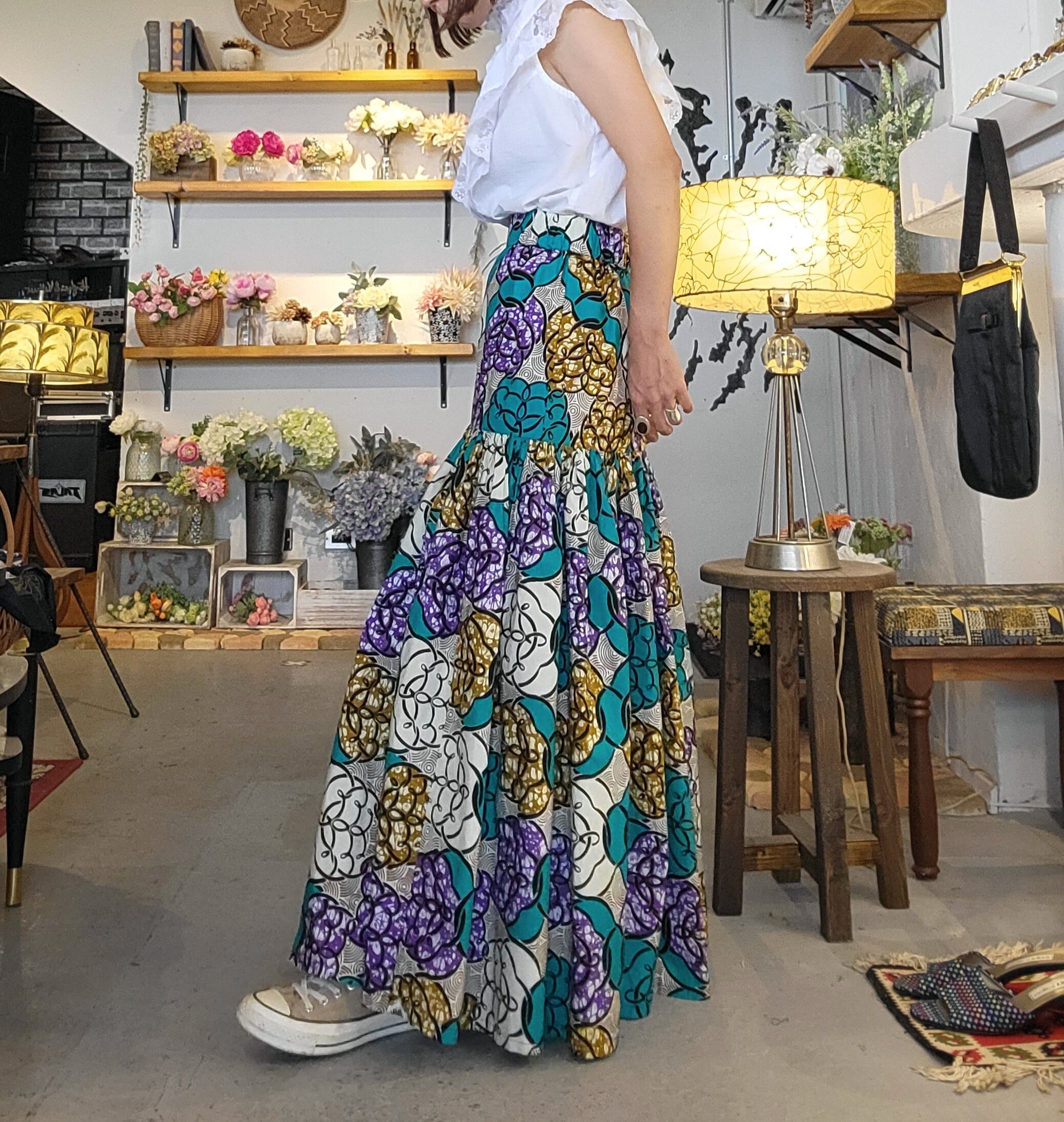 S様ご予約品 RNSK007 アフリカンバティックリメイクスカート