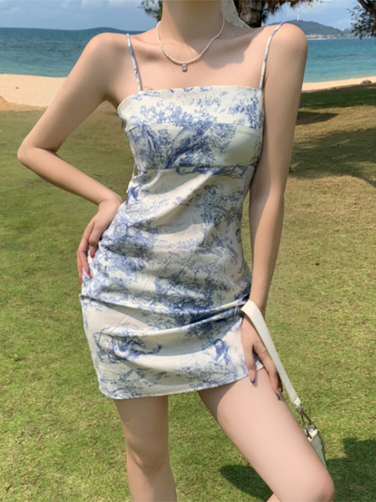 【新作】【送料無料】 サスペンダードレス、ヘボン風スモールスカート、レディースサマードレス、セクシーヒップハグスカート、スカート、ショートスカート、Aラインスカート 0263937242453