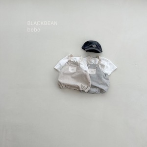 【BLACK BEAN】チェックサロペセット ベージュ 60〜80cm