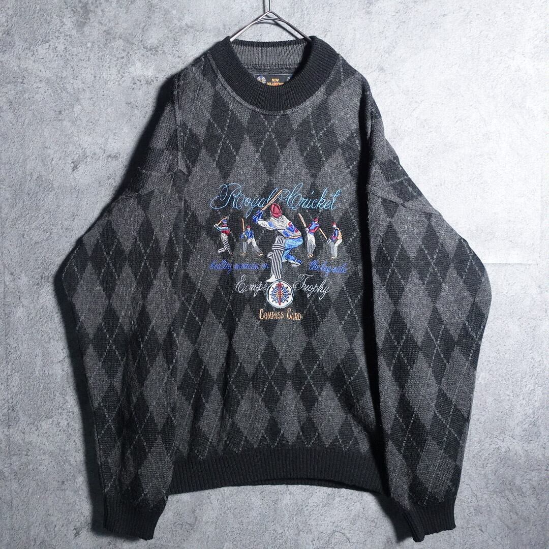 EURO Argyle pattern baseball embroidery design knit