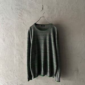 -Saks Fifth Avenue- 2tone border cashmere knit sweater