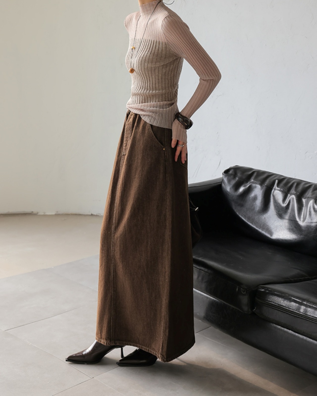 Slim fit half neck long sleeve Top T20089