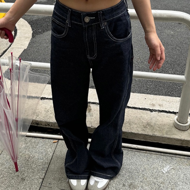 point logo straight denim　ポイントロゴストレートデニム　J0357