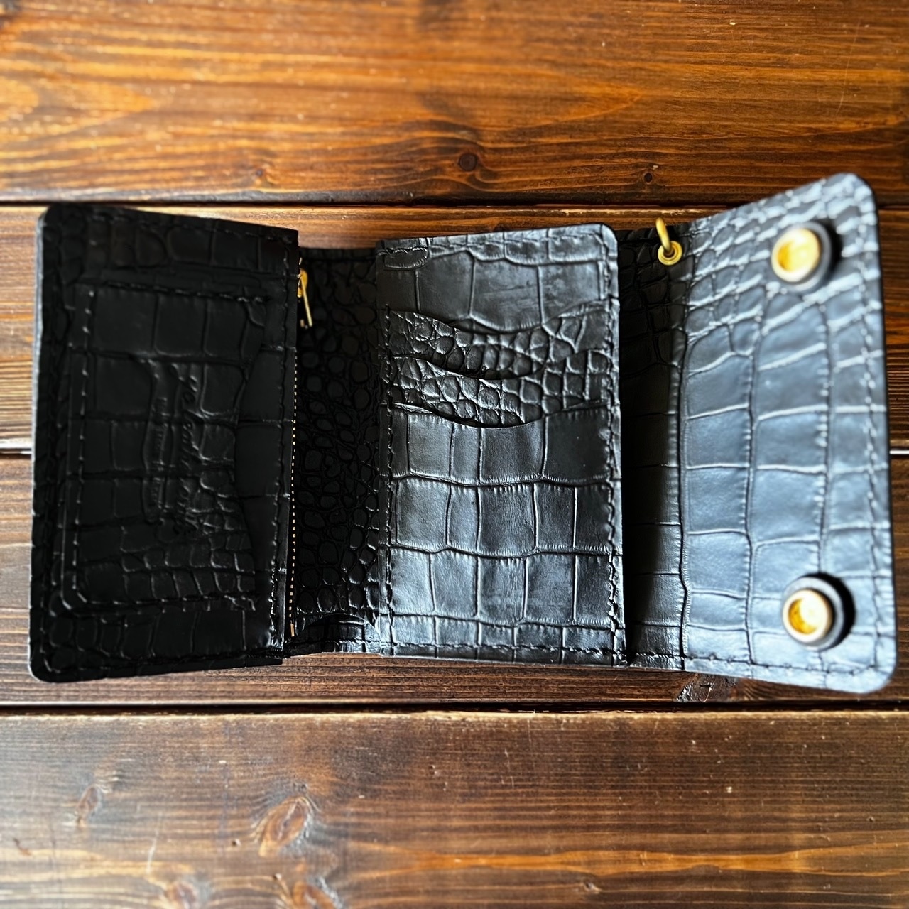 専用リンク【カスタムオーダー Trucker Wallet-10 クロコ型押しレザー】