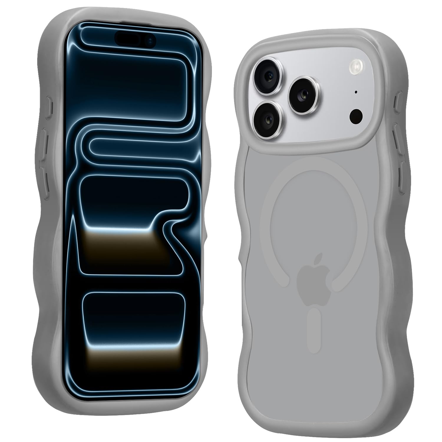 ATUSIDUN iPhone 18 Pro / 17 Pro 用 ケース Magsafe対応 いphone18pro ケース 半透明 波型 かわいい