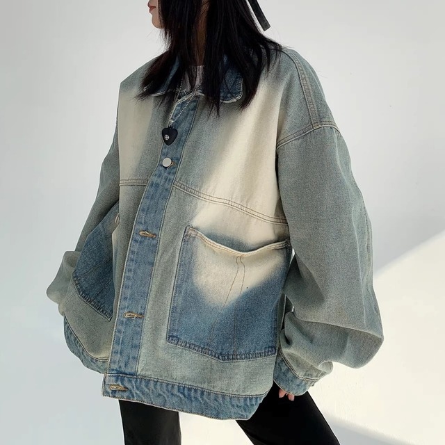 グラデーションブリーチルーズフォルムデニムジャケット 1col   R01838