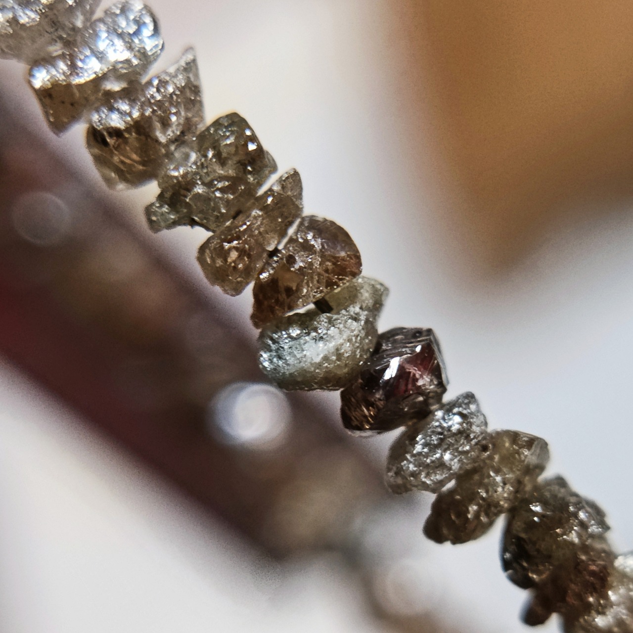 高品質 天然ブラウンダイヤモンド 原石ラフカット ブレスレット 約2.5  