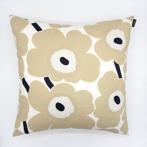 marimekko Pieni Unikko クッションカバー 50×50cm オフホワイト×ベージュ×ダークブルー