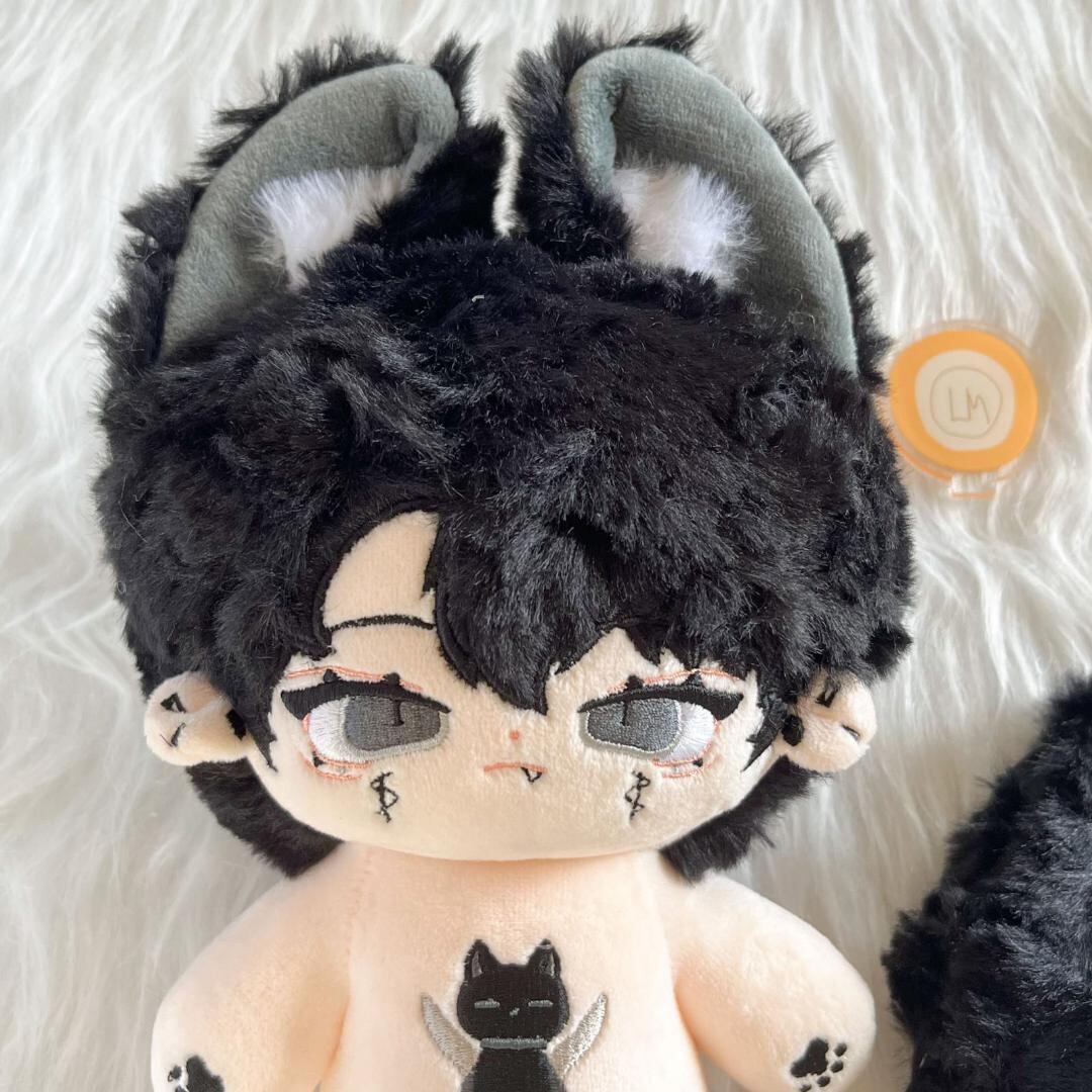 即納】本体 しっぽ スケルトン 骨 ぬいぐるみ 20CM 無属性 黒髪 耳 無 