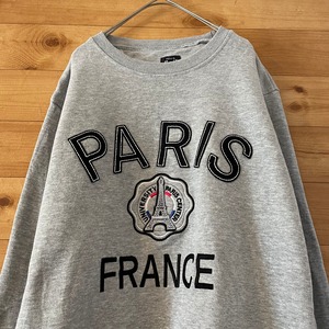 【HELLOPARIS】刺繍ロゴ フランス パリ エッフェル塔 スウェット Mサイズ アメリカ古着