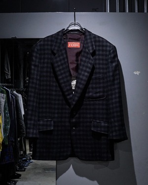 【add (C) vintage】“GIANFRANCO FERRE” Vintage Wool Check Tailored Jacket