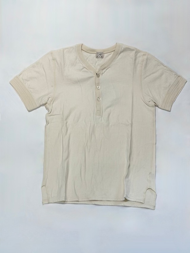 LOOP&WEFT・TUCK STITCH RIBBED MILITARY HENLEY・ヴィンテージアイボリー