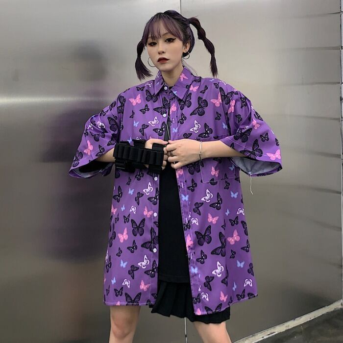 スタイルシャツ サマーButterflyデザイン プリント柄ルーズトップス かわいい 夏物 ケッペル9862683429