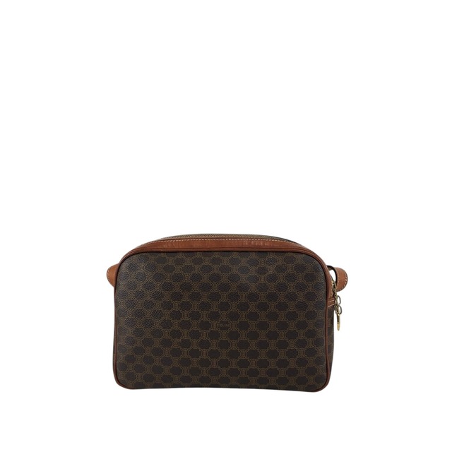 CELINE セリーヌ マカダム ショルダーバッグ ブラウン ブラゾン PVC レザー vintage ヴィンテージ オールド 26ppnb