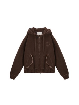 [MATIN KIM] CATION WASHED HOODY ZIP UP JUMPER IN BROWN
