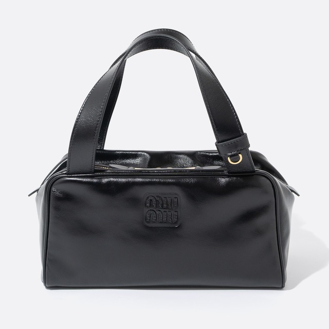 MIU MIU トップハンドルバッグ シャインカーフレザー ブラック