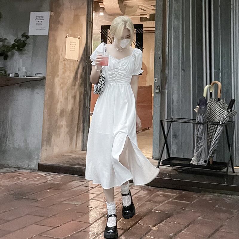 ホワイトドレス サマー薄手ロングスカート 大人ガーリー スウィート キュート カジュアル 夏物 スーパーモール16525644500