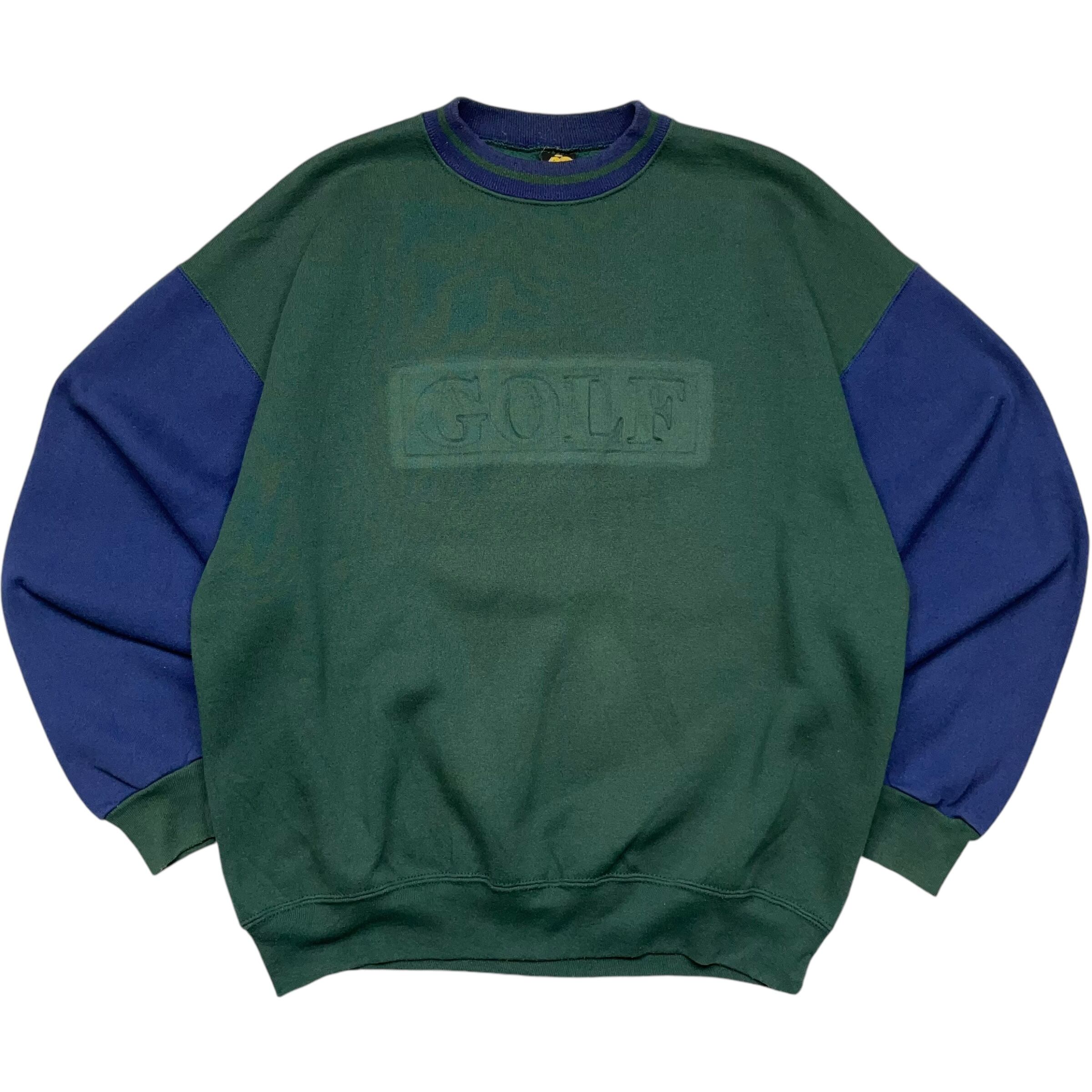 《XL》H.L.MILLER GOLD ミラー GOLF ワンポイント マルチカラー スウェット USA製 90年代 vintage グリーン ブルー no.4641