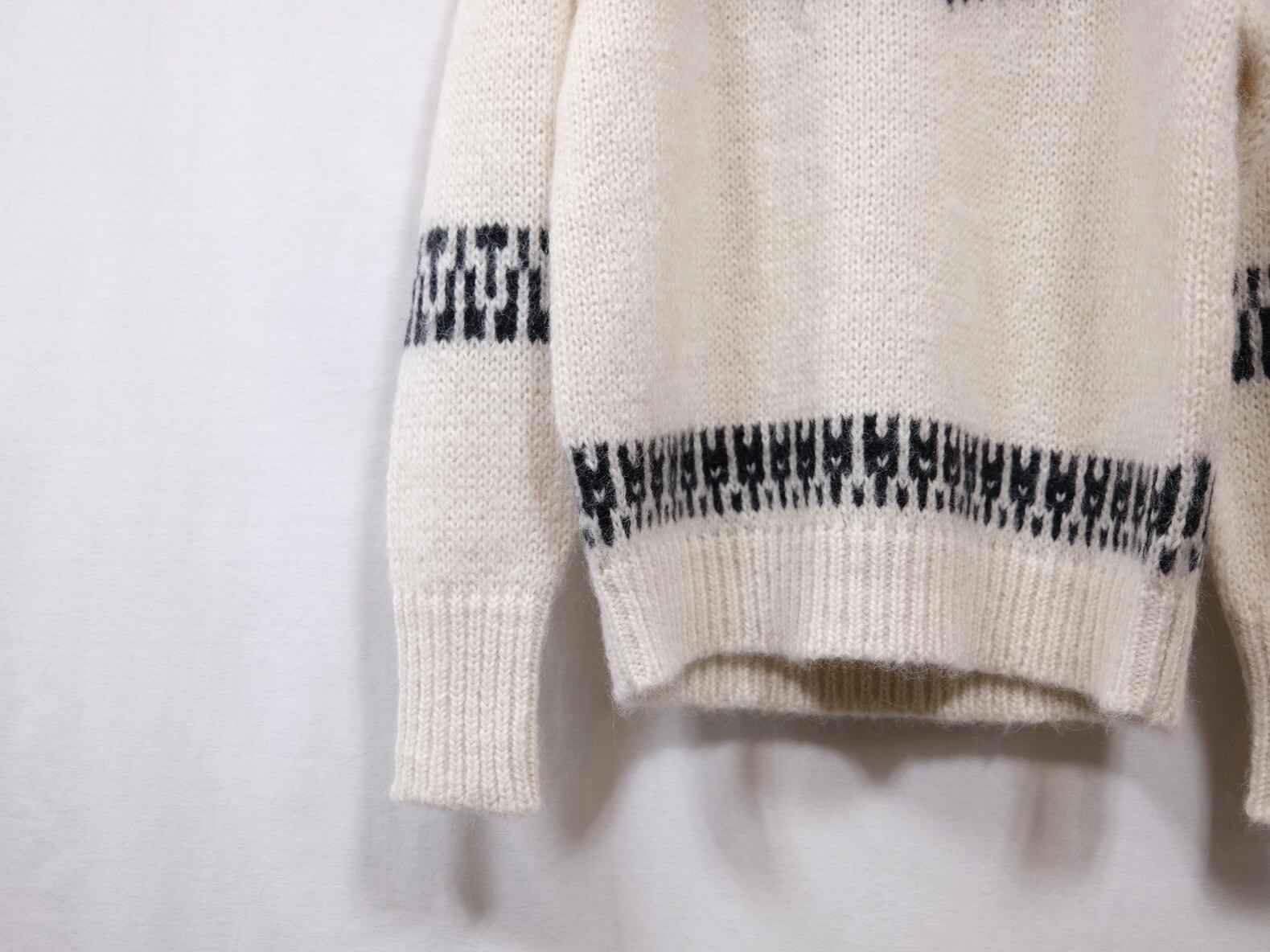 Men's BATONER” MOHAIR NORDIC CREW NECK IVORY” | Lapel online store