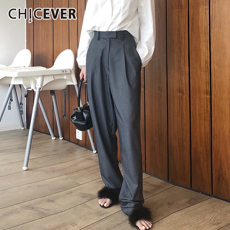 CHICEVERストレートフルレングスパンツレディースウエストシャーリングルーズポケットヴィンテージパンツ2020タイド ビンテージ 6base560288246556