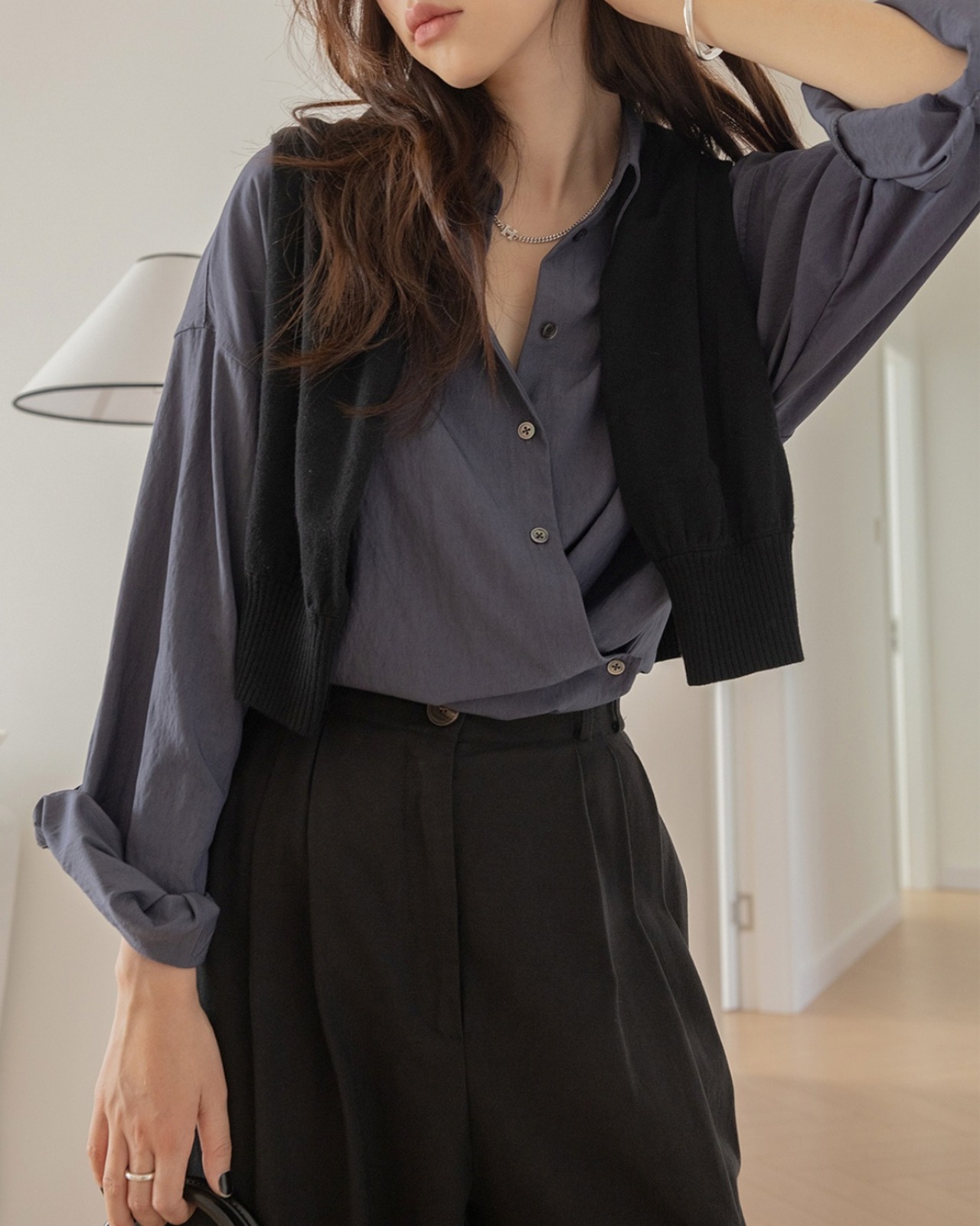 Design draped long sleeve Shirt T20064