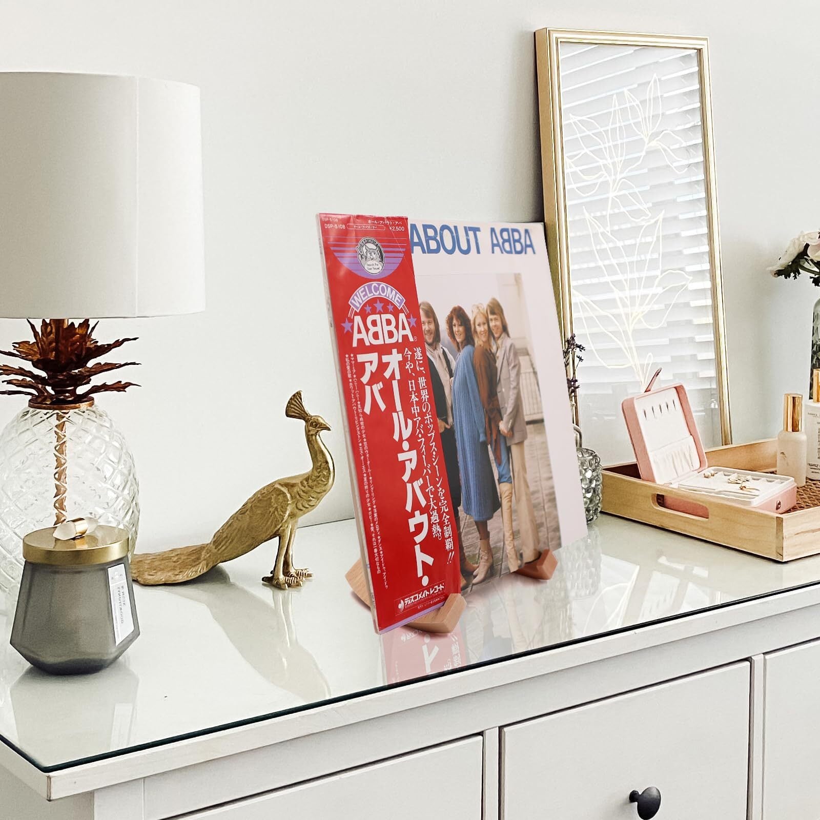 人気商品】レコードスタンド 木製皿立て 写真立て ケヤキ木材