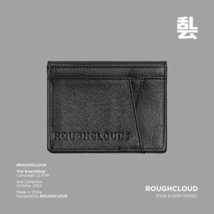 ROUGHCLOUD 2つ折りブラックレザーカードホルダー