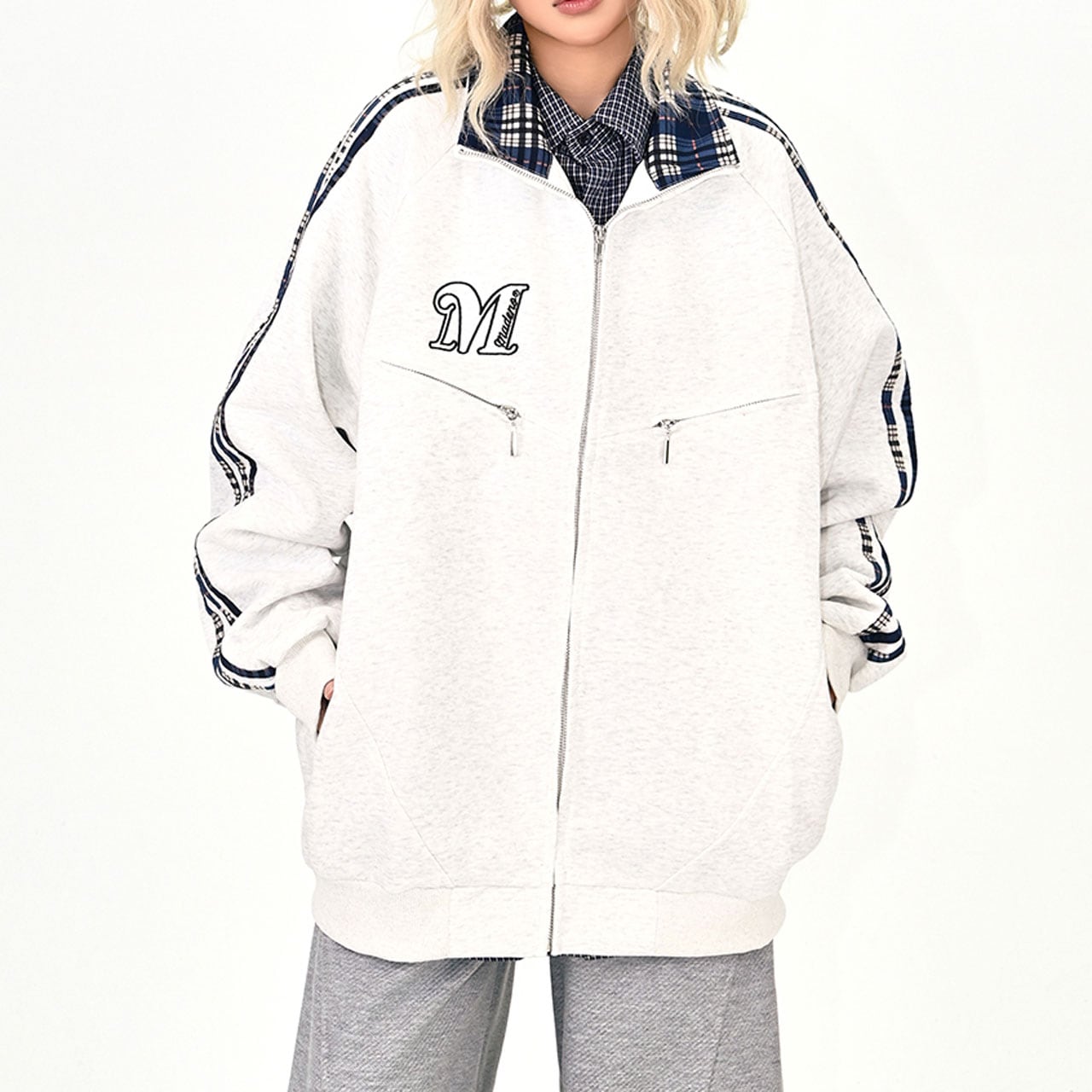 ラインスリーブチェックポイントスウェット 2col R01011