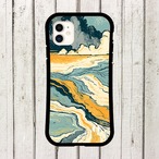受注生産 iPhoneケース ブルーとイエローの地層アート｜抽象柄 PABS037A