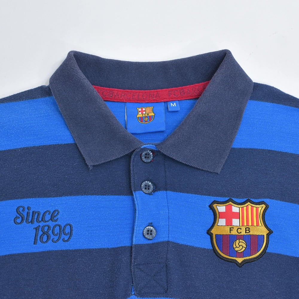 00s FC BARCELONA FCバルセロナ 刺繍 ロゴデザイン 鹿の子 ボーダー