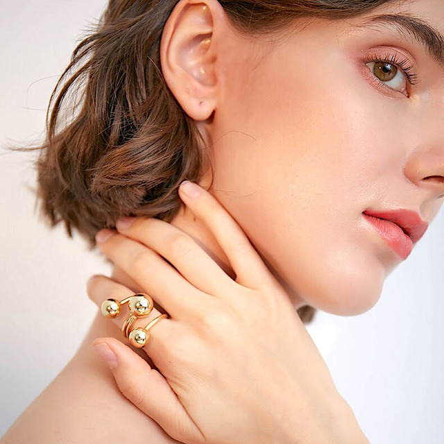 3-Ball Gold Ring / Alloy