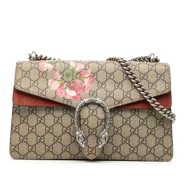 グッチ GGブルームス デュオニュソス チェーンショルダーバッグ 400249 ベージュ レッド PVC スウェード レディース GUCCI 【中古】