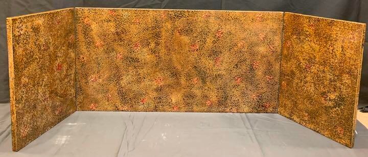 特製　うるし塗り　茶色　三枚折屏風　御屏風　雛人形 特製うるし塗り茶色三枚折屏風御屏風雛人形