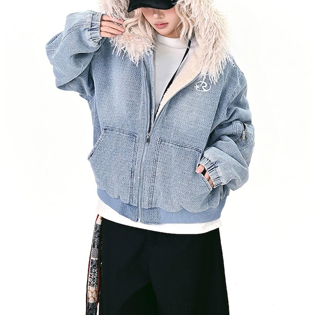 ボリュームフードジップオーバーブルゾン R01309