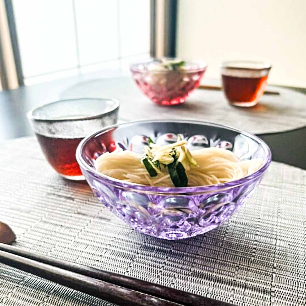 彩華 パープル ドットボウル | 松ヶ岡ガラス｜クリスタルガラス