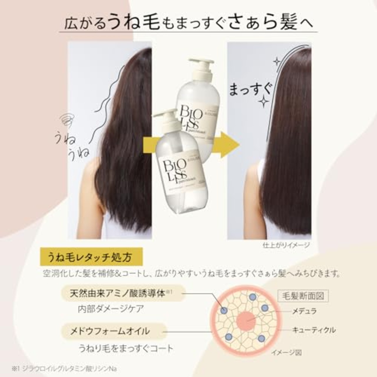 SALON STYLE(サロンスタイル) ビオリス ピュアレタッチ うねさぁら シャンプー 480mL ストレートタイプ まっすぐさらさら